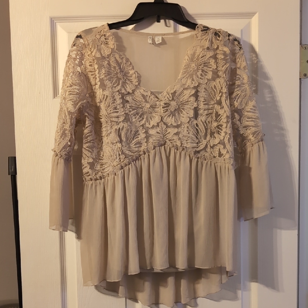 Cato Cream Floral Lace Blouse